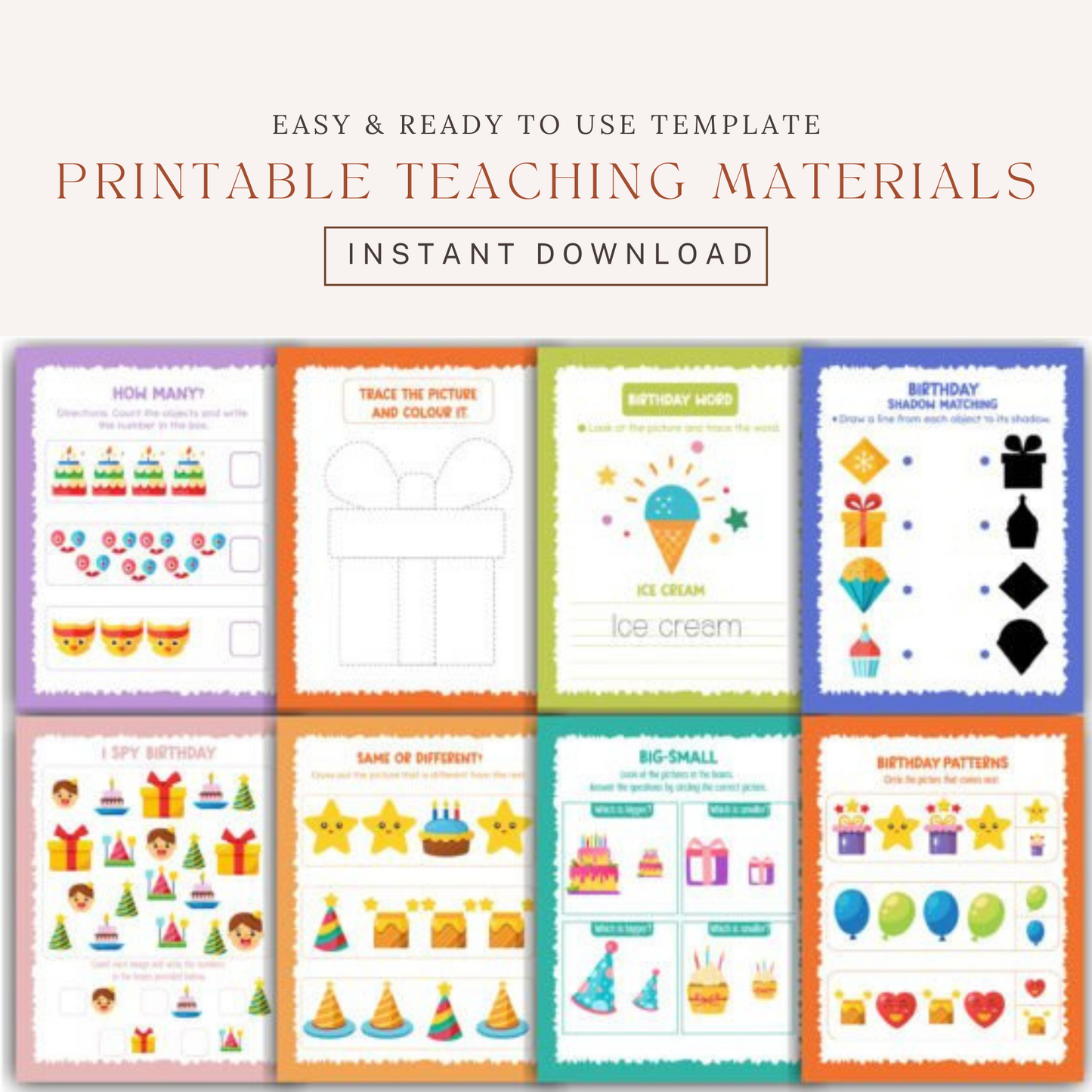 Birthday Activity Book for Kids