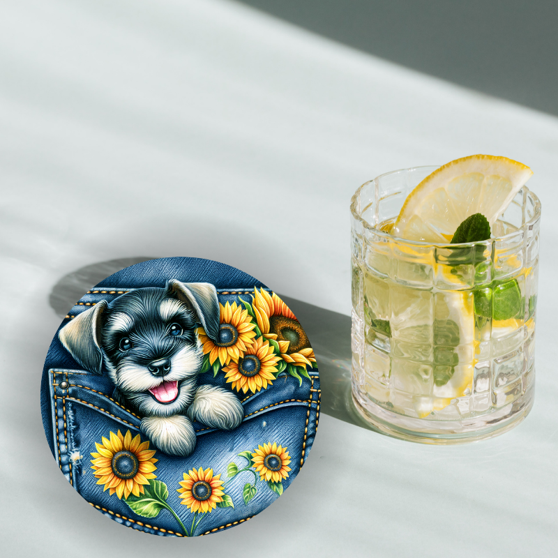 Dog In Pocket Round Coaster