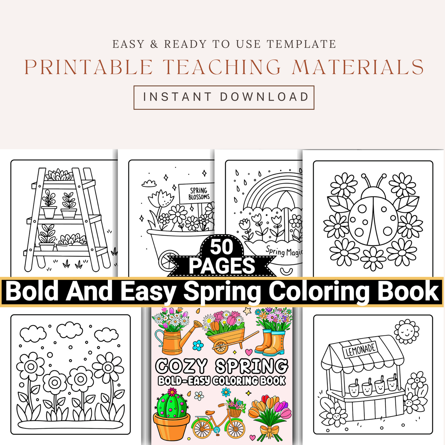 Gardening Bold and Easy Spring Coloring Book