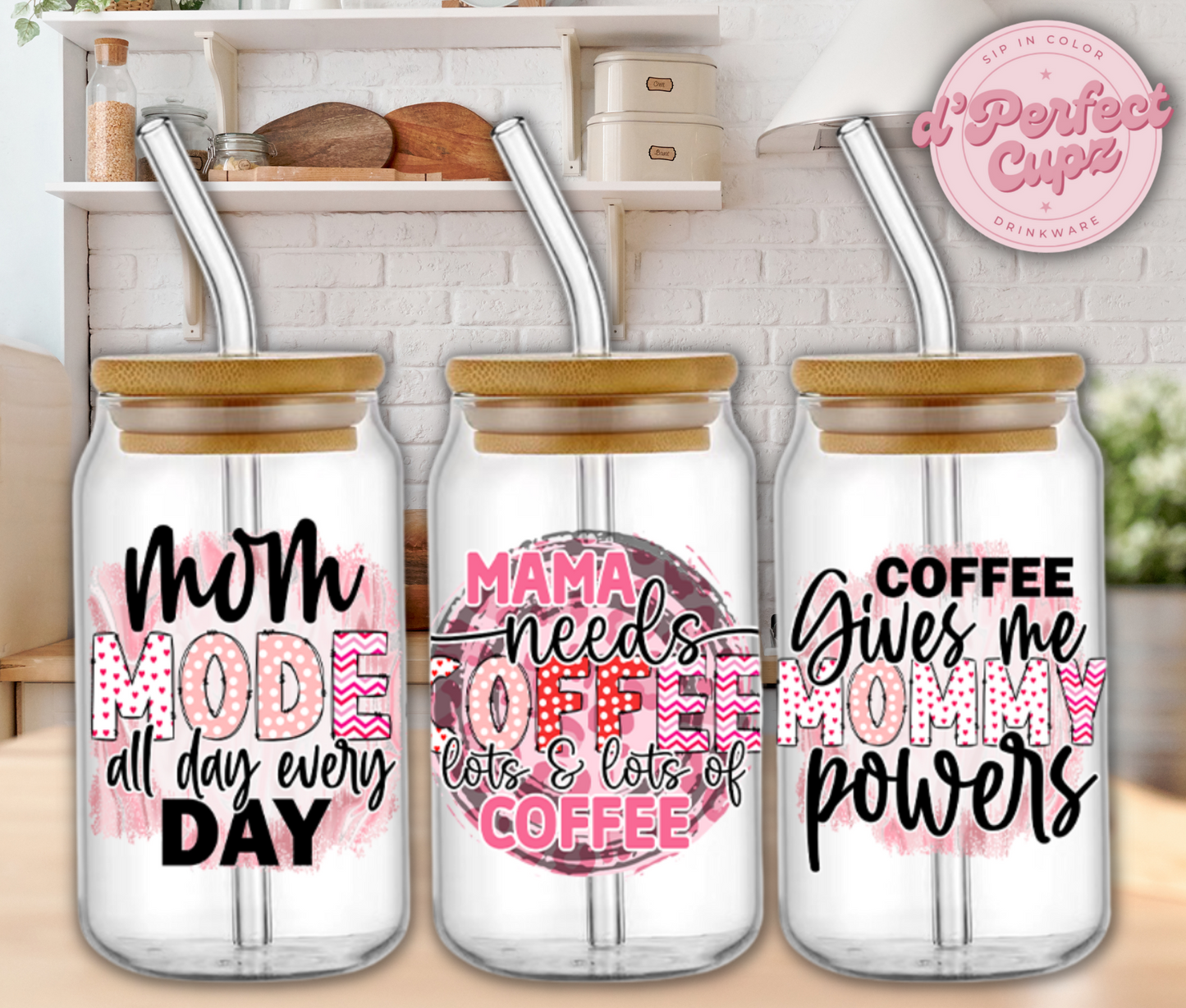 MAMA Needs Coffee 16oz Glass Cup