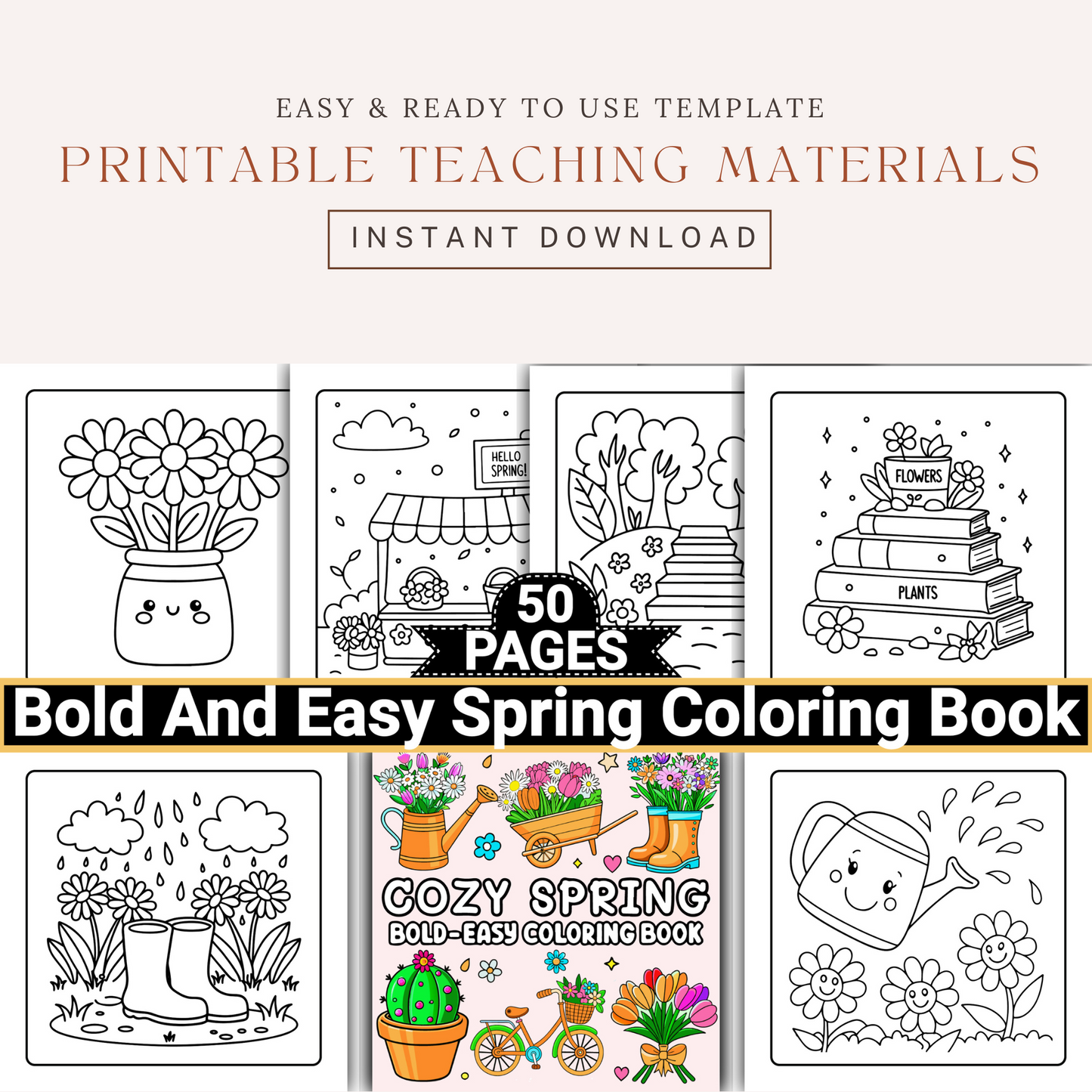 Gardening Bold and Easy Spring Coloring Book