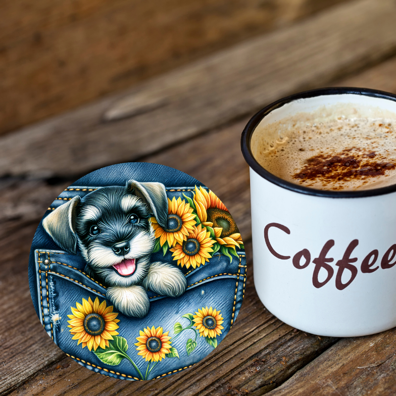 Dog In Pocket Round Coaster