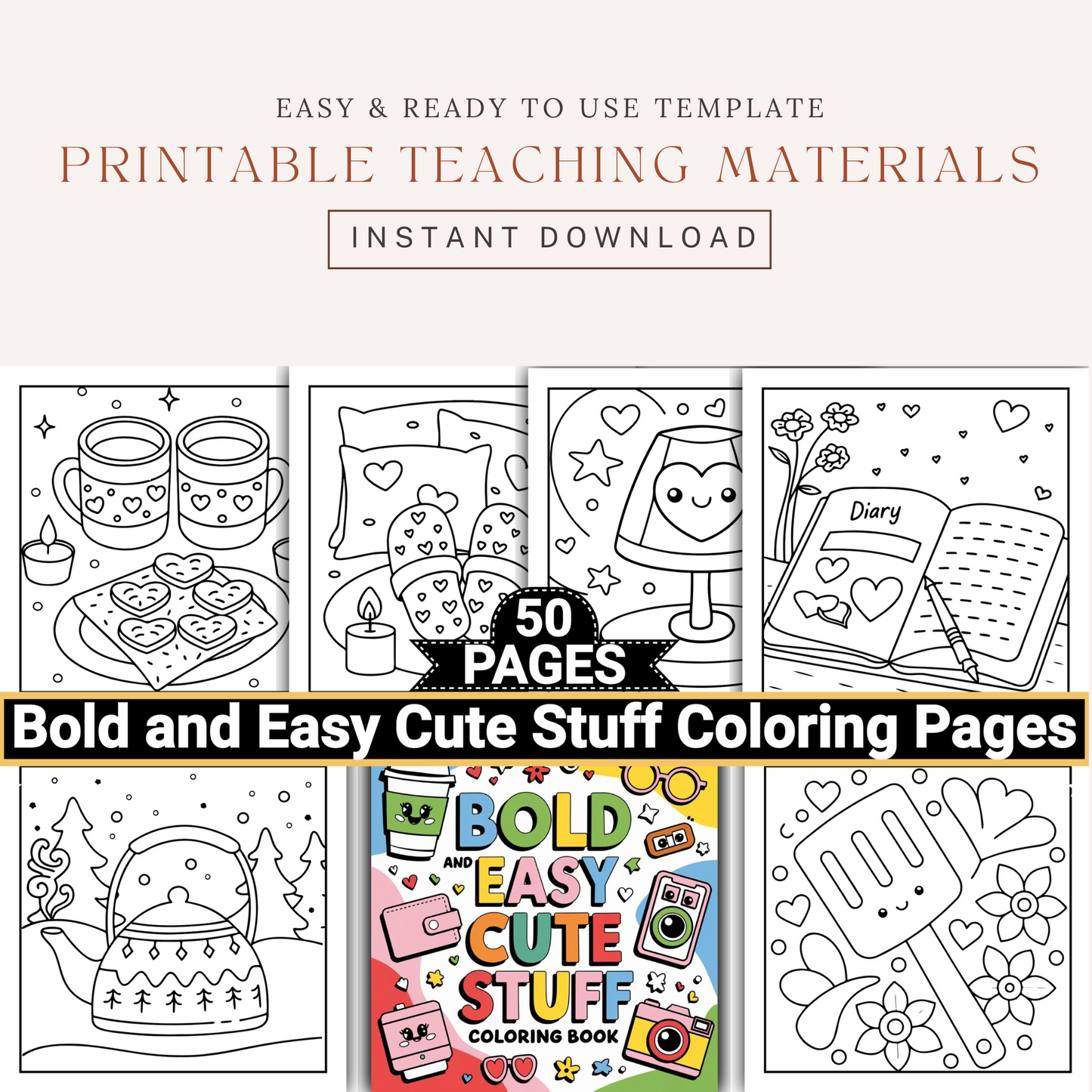 Cute Stuff Bold and Easy Coloring Pages