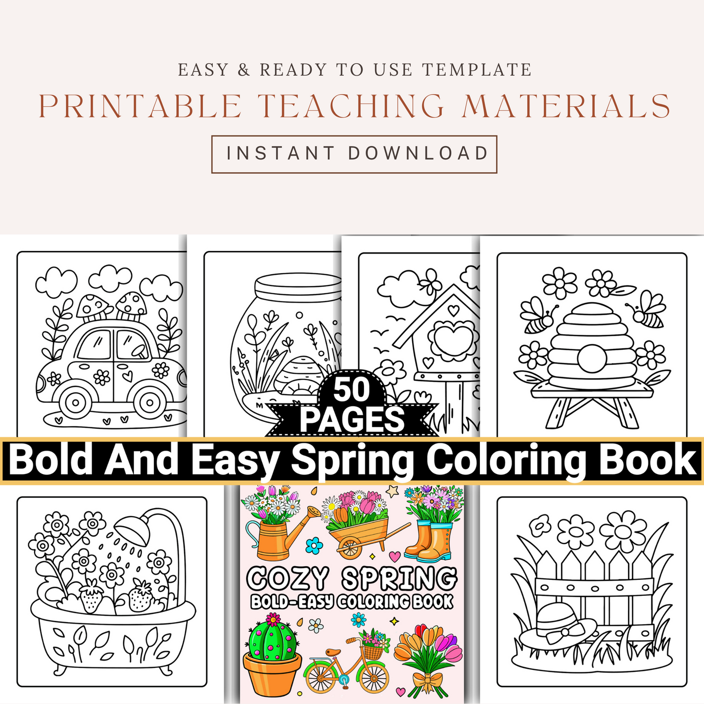Gardening Bold and Easy Spring Coloring Book