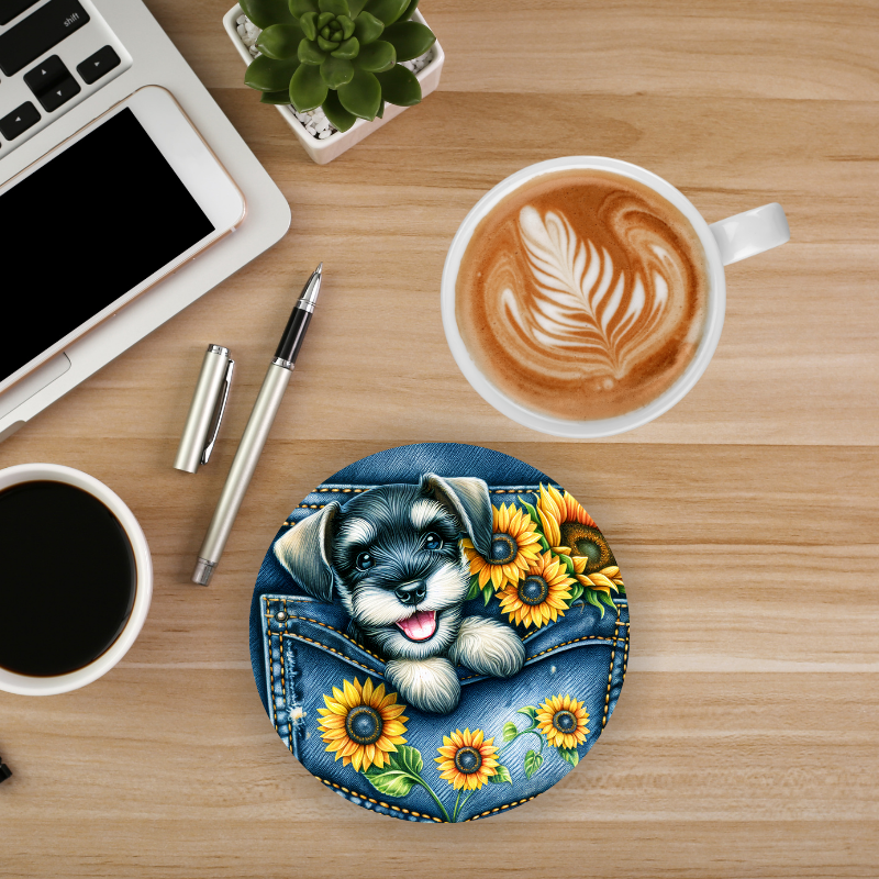 Dog In Pocket Round Coaster