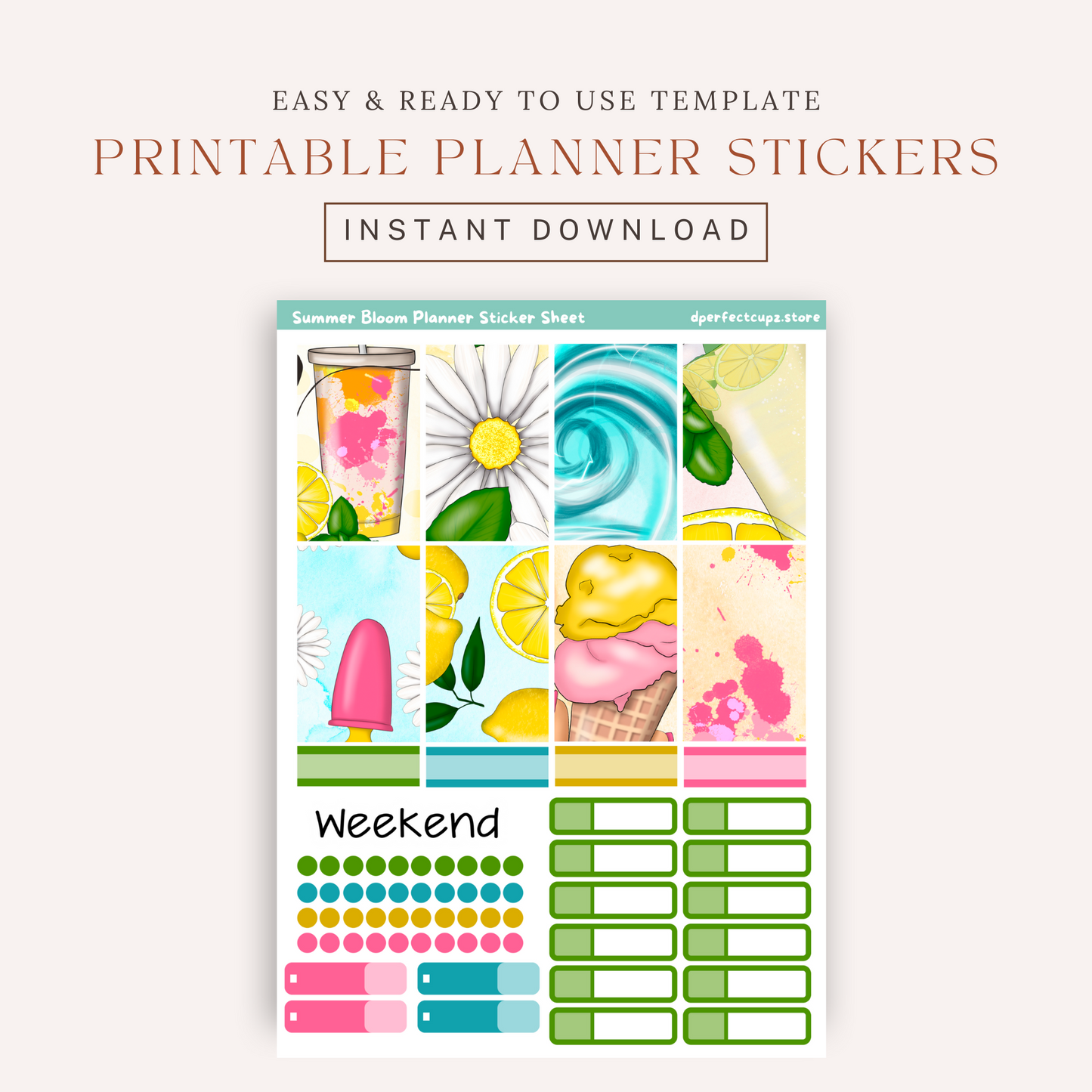 Summer Bloom Planner Sticker Sheet