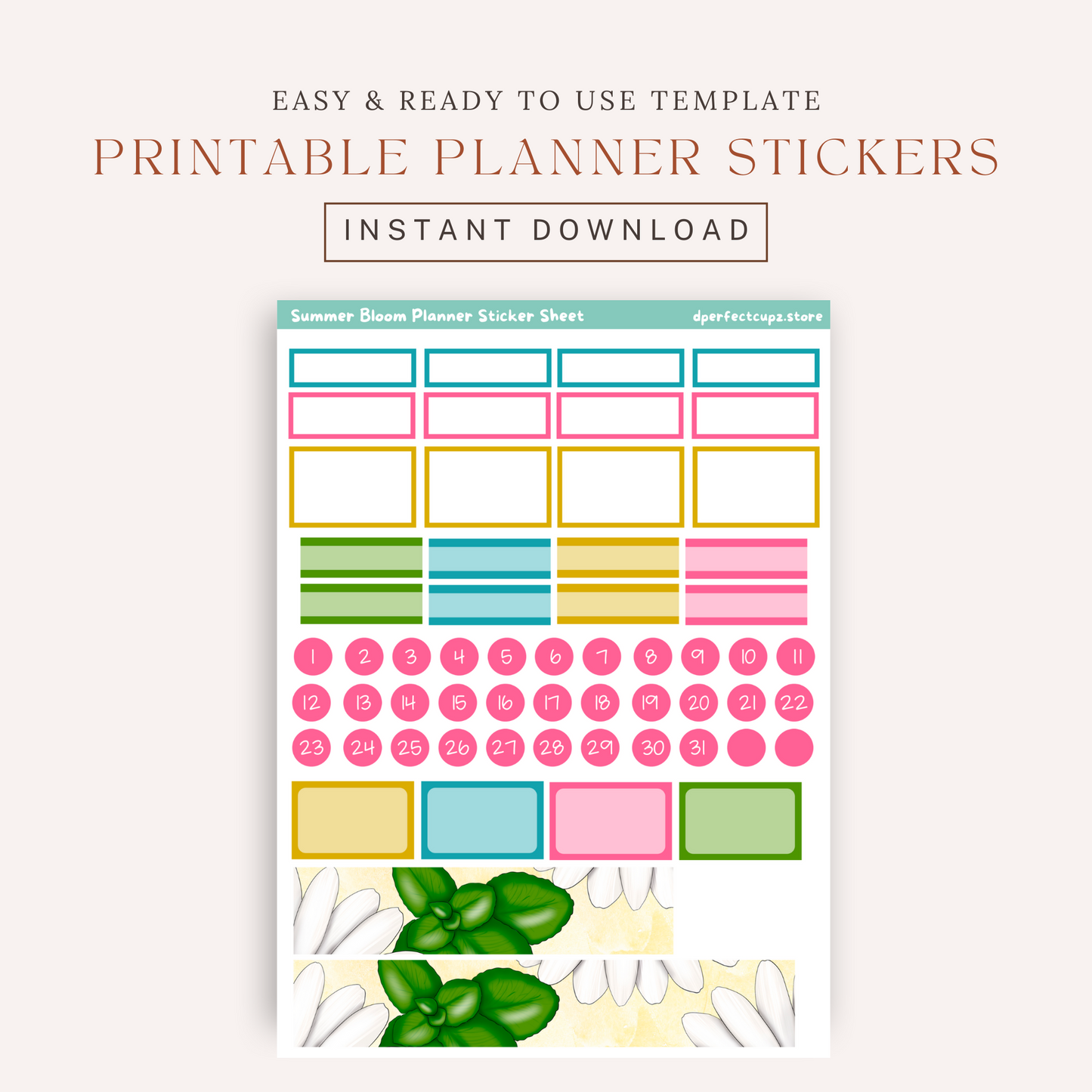 Summer Bloom Planner Sticker Sheet