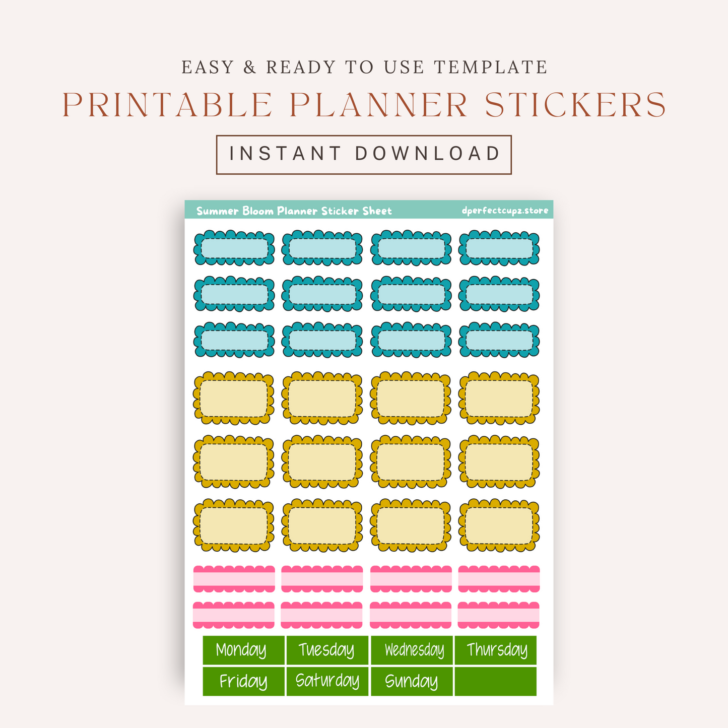Summer Bloom Planner Sticker Sheet