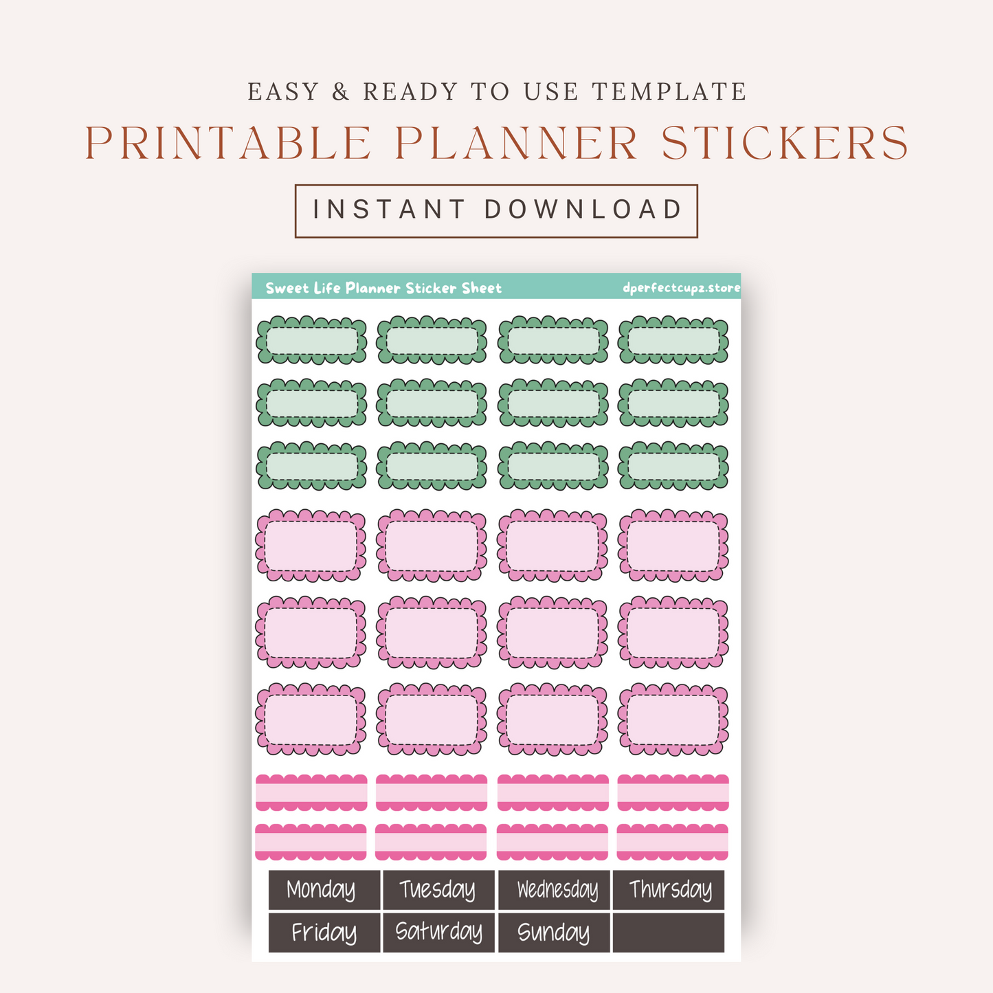 Sweet Life Planner Sticker Sheet