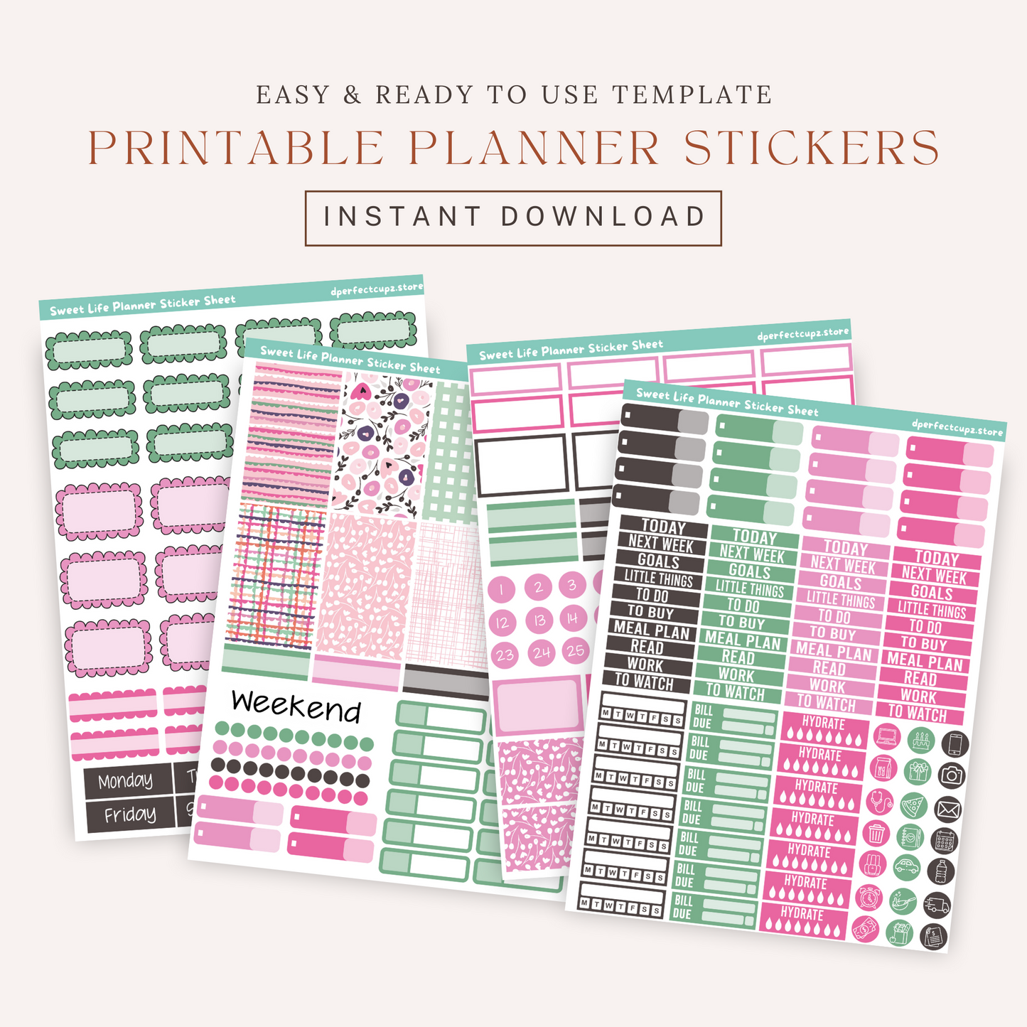 Sweet Life Planner Sticker Sheet