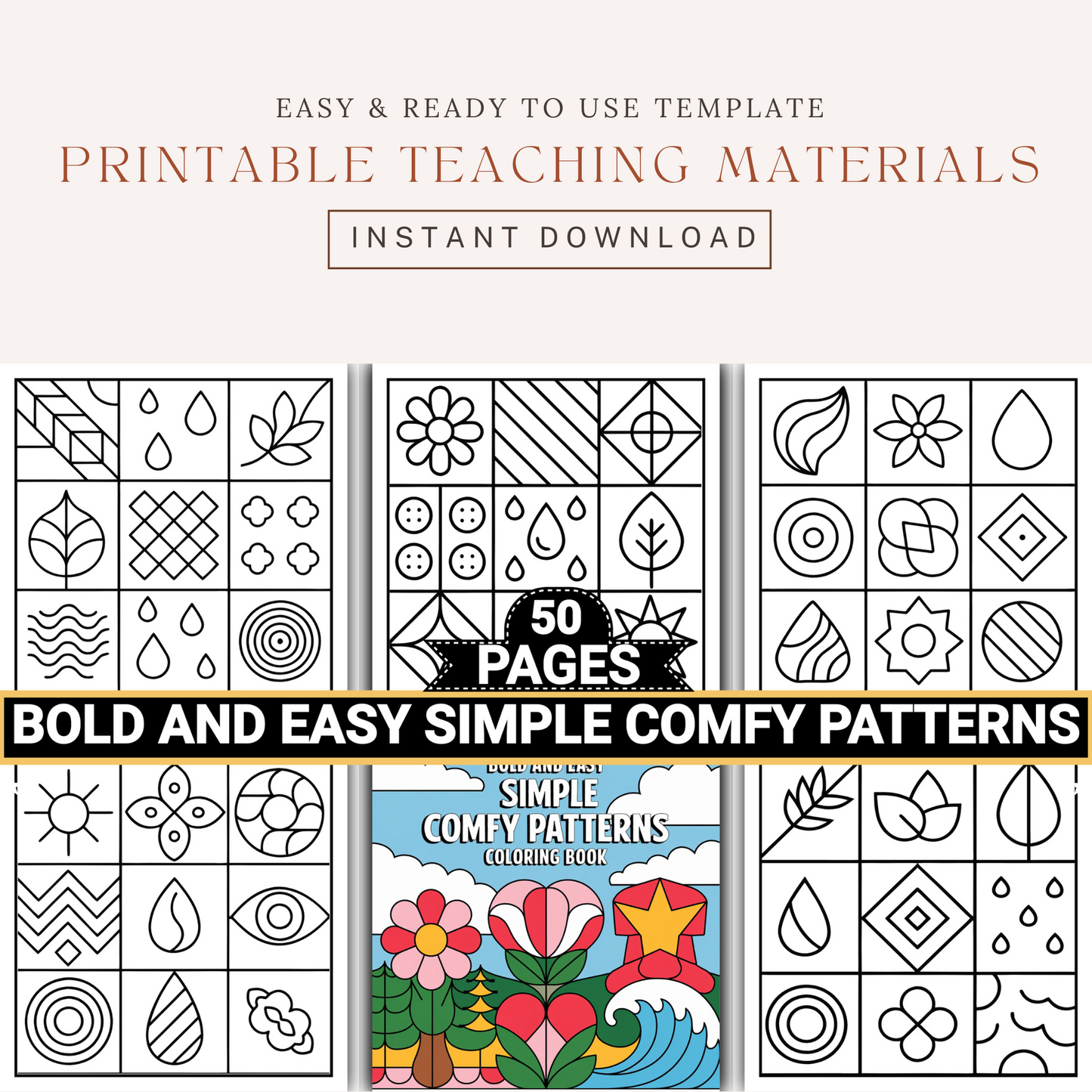 Patterns Bold and Easy Simple Comfy Coloring Pages