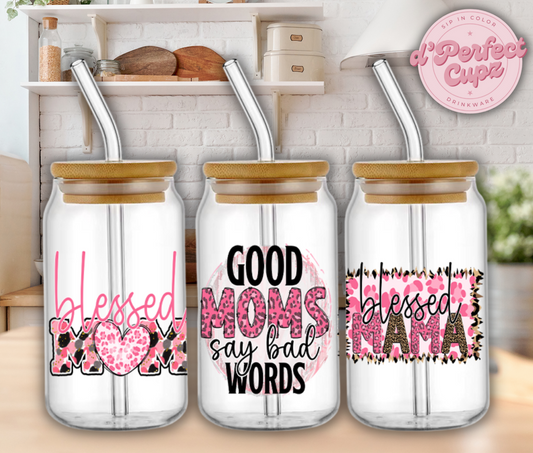 Blessed Mama 16oz Glass Cup