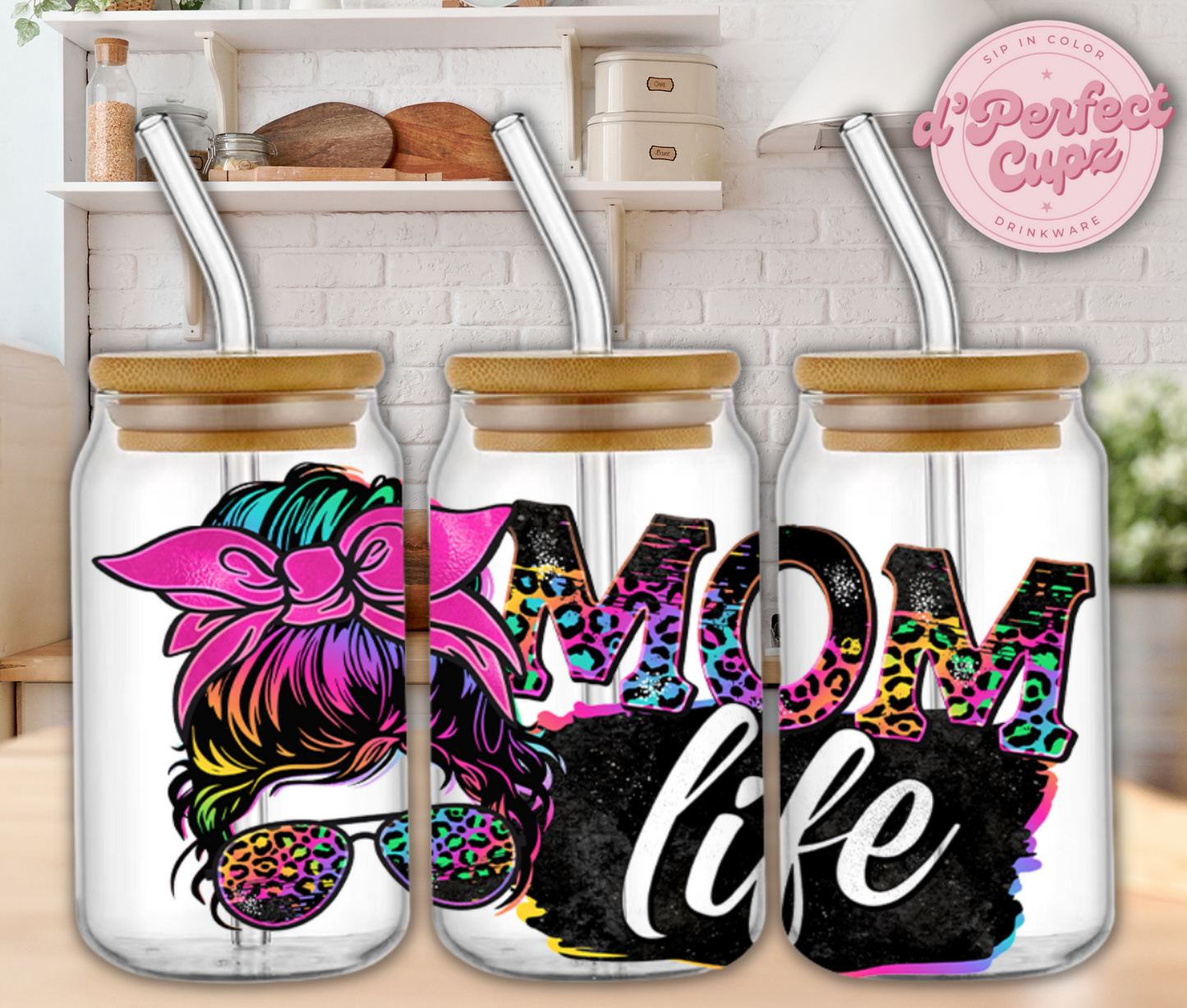 Mom Life 16oz Glass Cup