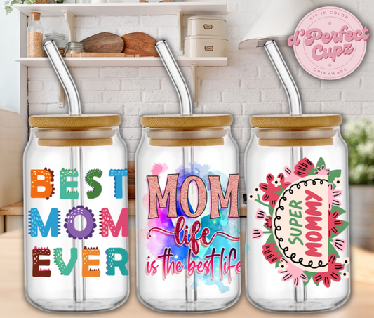 Mom Life Is The Best 16oz Glass Cup