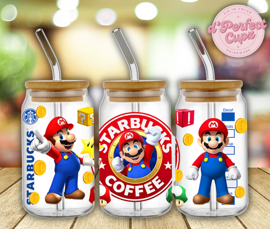 Super Mario 16oz Glass Cup