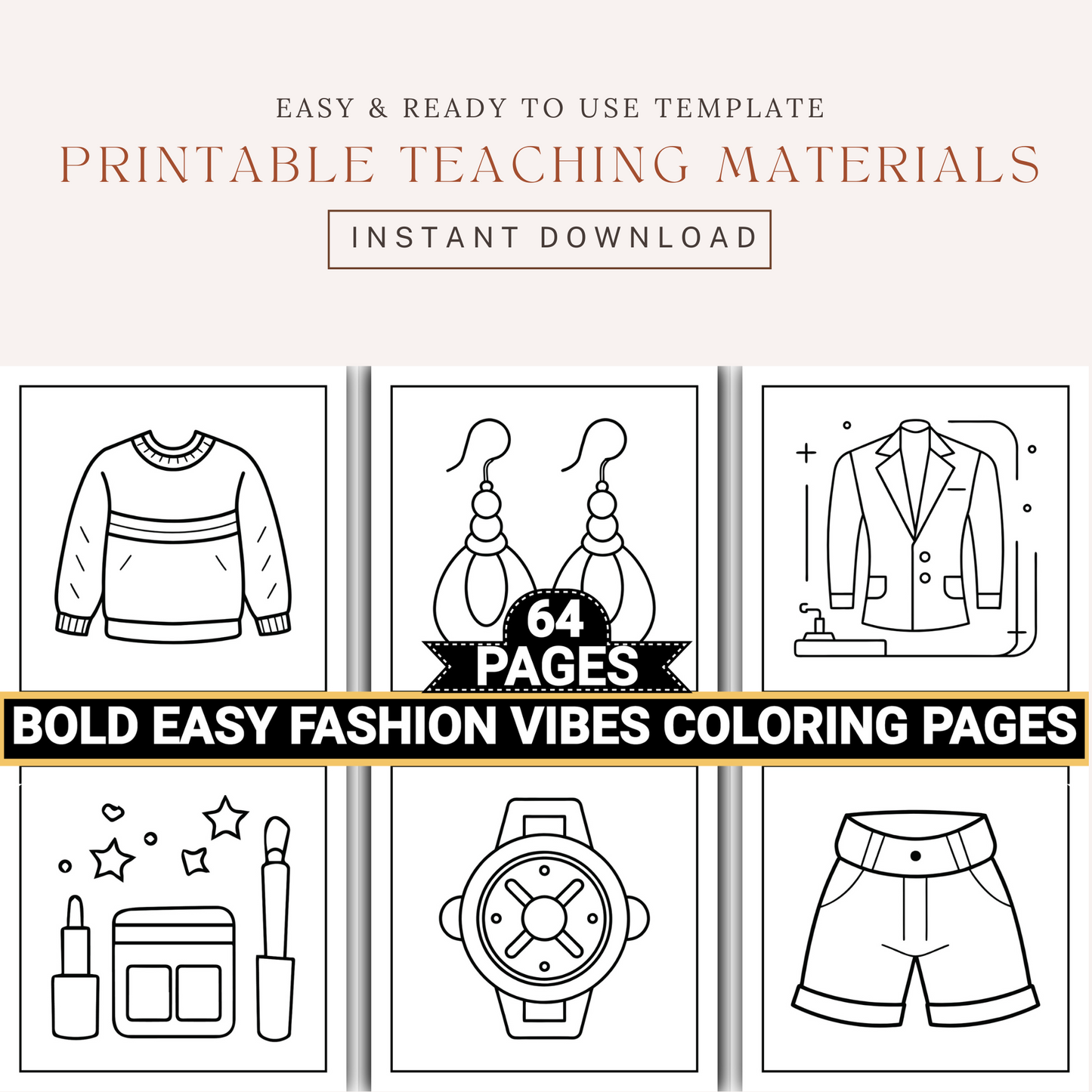 Fashion Vibes Bold Easy Coloring Pages