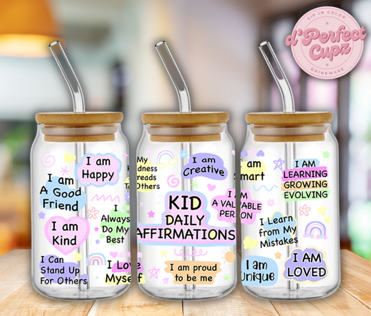 Kid Daily Affirmations 16oz Glass Cup