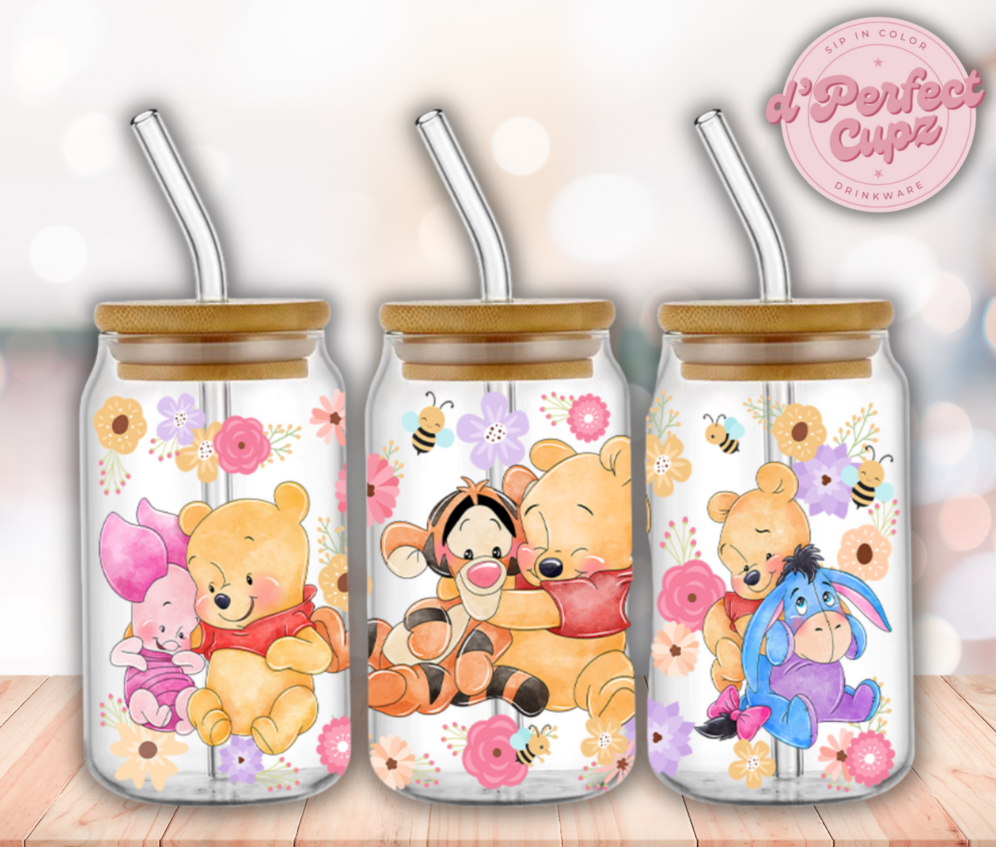 Winnie and Friends 16oz Glass Cup