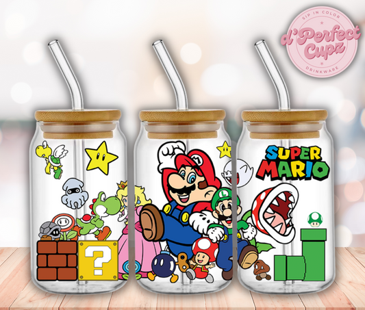 Super Mario 16oz Glass Cup