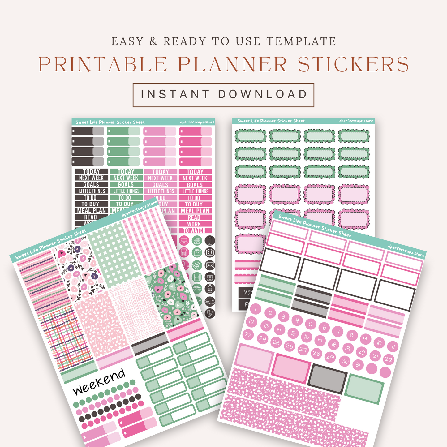 Sweet Life Planner Sticker Sheet