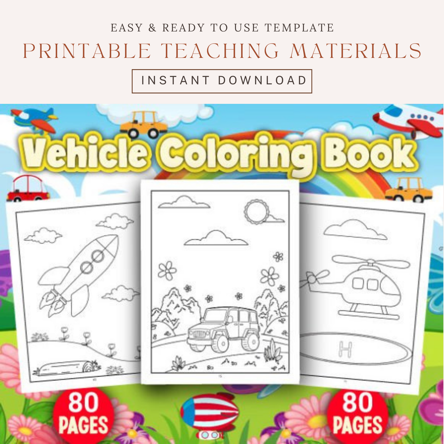 Vehicle Colouring Pages for Kids